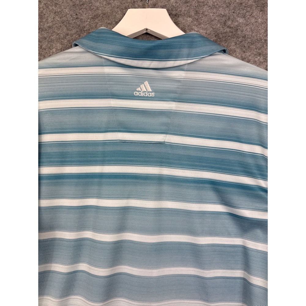 Adidas ClimaCool Mens Medium Blue Striped Golf Polo Conestoga Golf Club Shirt - Picture 9 of 13